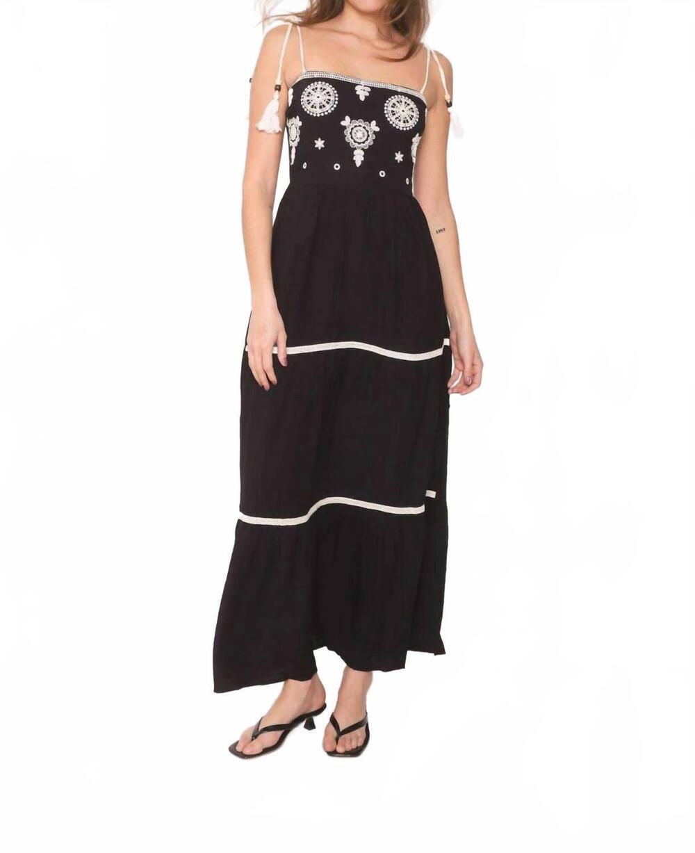 NEW ORIGINAL USA medallion embroidered maxi dress in black
